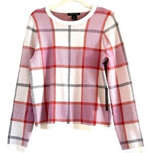 Tahari Plaid Crewneck Sweater
